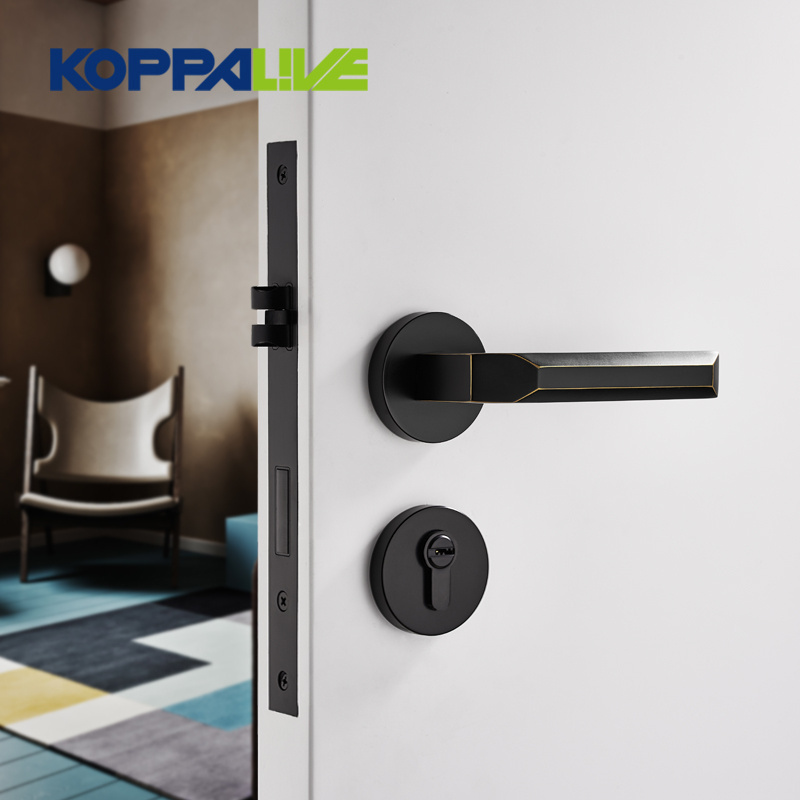 KOPPALIVE Brass Door Hardware Modern Interior American Market Gold Mortise Lever Security Door Lock and Handle Door Handles Set