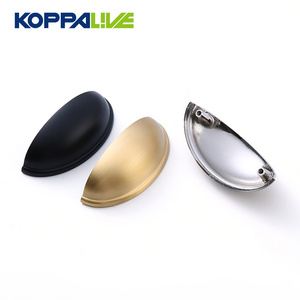 Koppalive Brushed Brass Bin Cup Kitchen Cabinet Pull Chrome Silver Shell Copper Drawer Handle for Cupboards