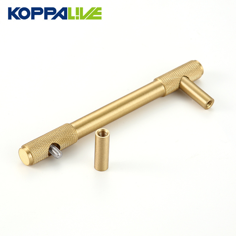 Koppalive Knurling Solid Brass Hardware Furniture Cabinet Door Kitchen Drawer Handle and Knob Wardrobe Pulls