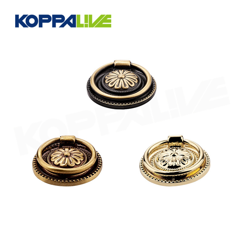 Antique Dresser Knobs Ring Drawer Handles Round Brass Vintage Cabinet Knob for Nightstand Cupboard Drawer Cabinet Pull