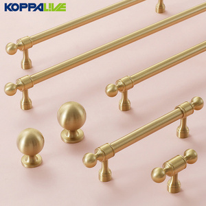 Koppalive Italian French wardrobe handle modern luxury chrome plated round ball drawer cabinet door brass handle