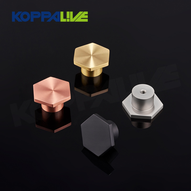 Koppalive modern cabinet knob rose gold and nickel hexagon brushed brass drawer knob