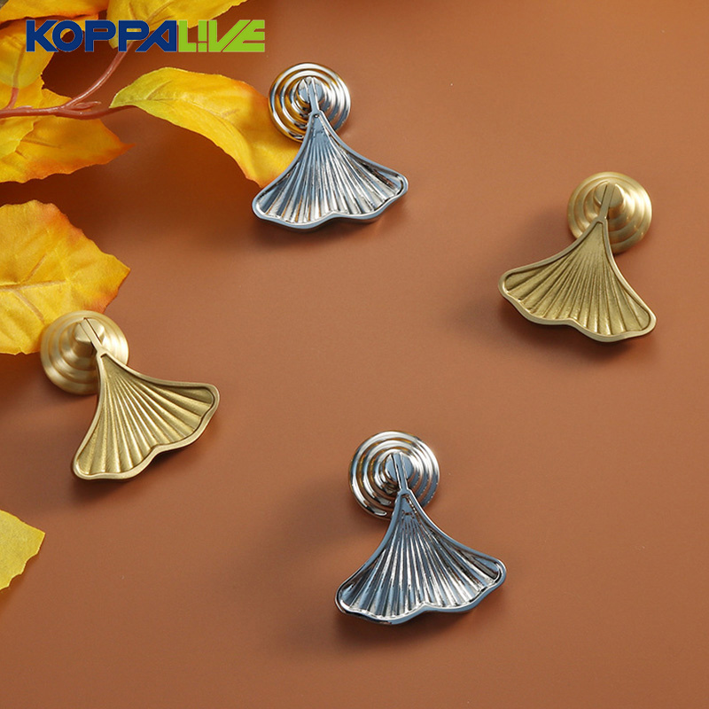 Koppalive gingko leaf brass pendant handle chrome silver wardrobe cabinet door modern drawer luxury simple small handle