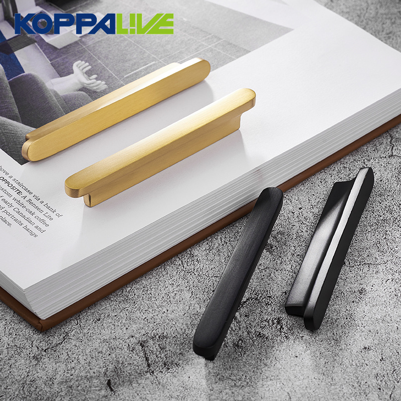 Koppalive Matte Black and Gold Textured Cabinet Handles Brushed Brass Furniture Pulls Handle for Cupboard Door Drawer