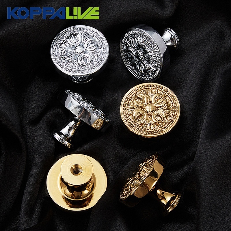 Luxury Solid Brass Carved Chrome Silver Gold Mirror Wardrobe Door Kitchen Cabinet Hardware French Dresser Drawer Handles Knobs