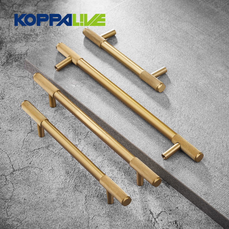 Koppalive Knurling Solid Brass Hardware Furniture Cabinet Door Kitchen Drawer Handle and Knob Wardrobe Pulls