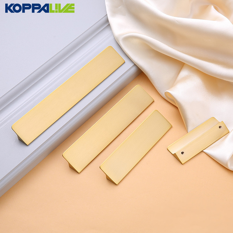 Koppalive Furniture Cabinet Door Finger Edge Pulls Brass Hidden Concealed Handles Embedded Kitchen Drawer Pulls