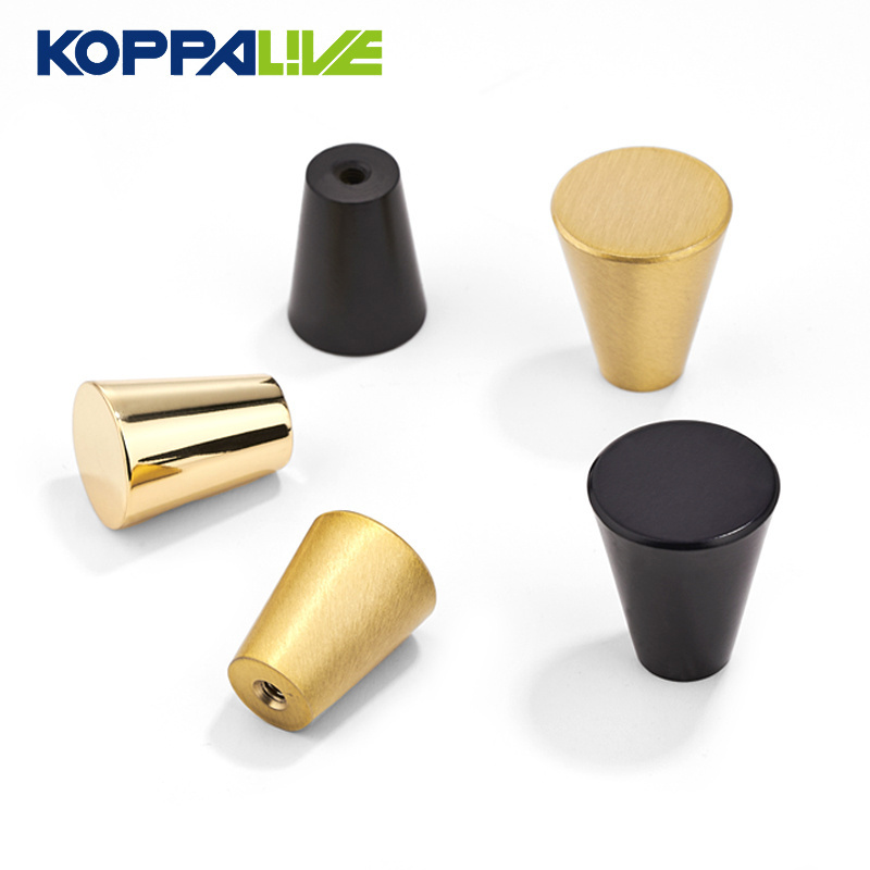 Koppalive Cone Cabinet Door Knobs Tapered Gold Solid Brass Kitchen Drawer Knob for Furniture Hardware