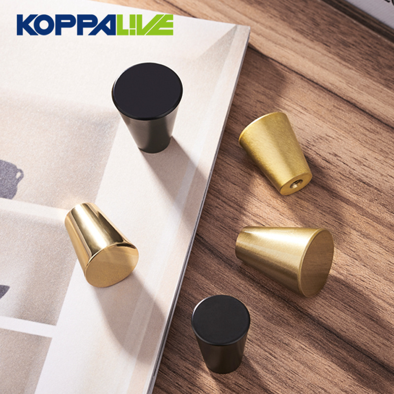 Koppalive Cone Cabinet Door Knobs Tapered Gold Solid Brass Kitchen Drawer Knob for Furniture Hardware