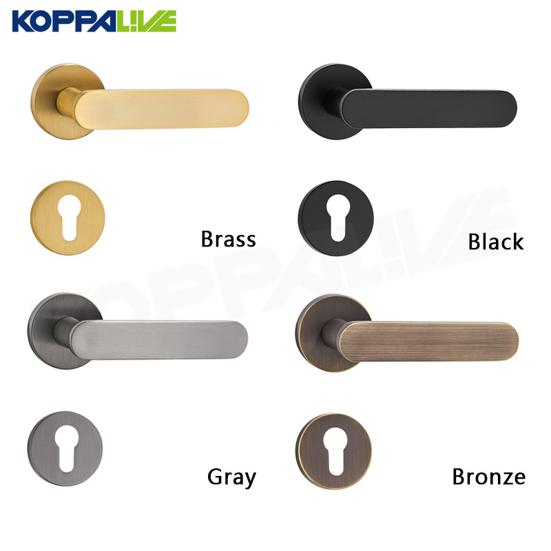 KOPPALIVE Brass Bedroom Bathroom front door knob European French Black Passage Entry Lever Door Handle and locks set