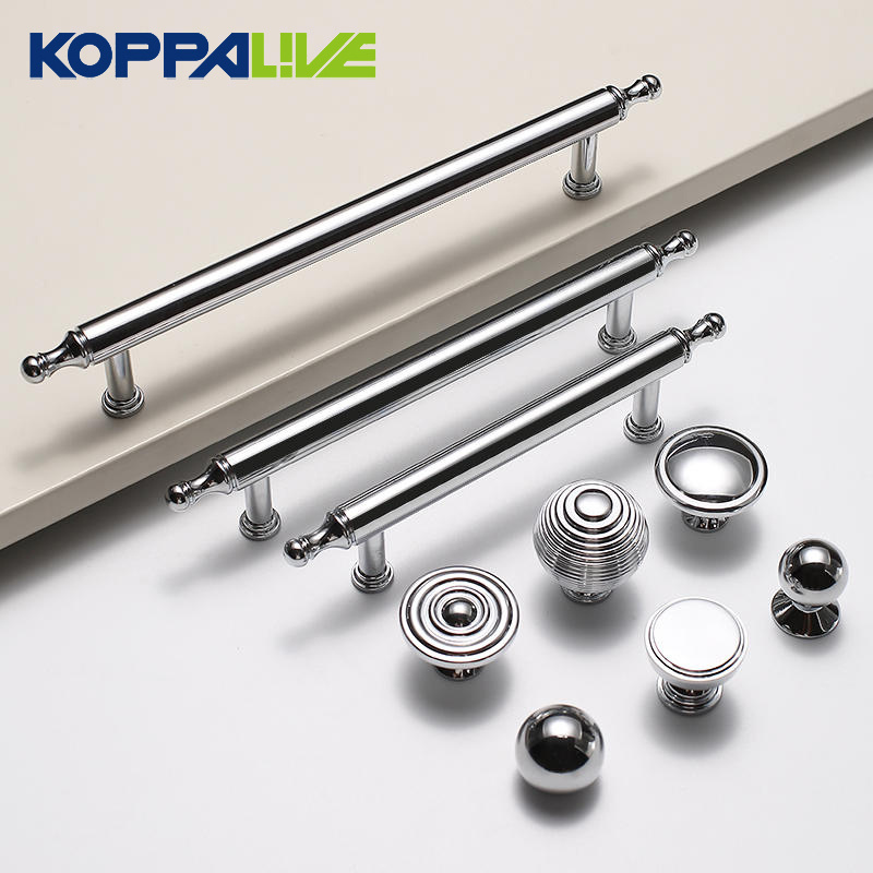 Koppalive French Style Brass Handles for Cabinet Cupboard Door Luxury Chrome Silver Closet Handles