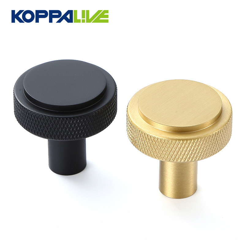 Koppalive custom drawer knobs Europe and America modern 32mm gold black brass kitchen knurled cabinet knob