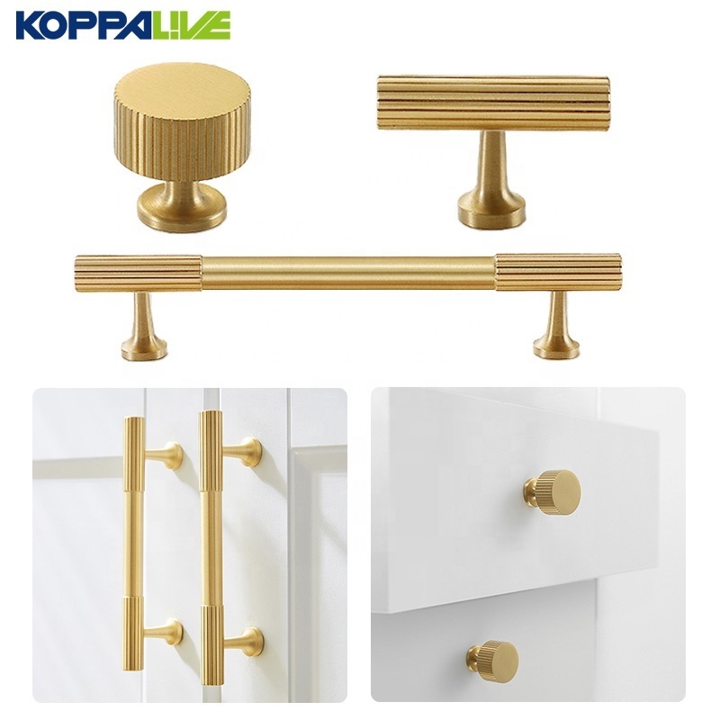 Koppalive Gold Round Brushed Nordic Luxury Kitchen Cupboard Door Pull Knobs Solid Brass Handles for Cabinets and Drawers