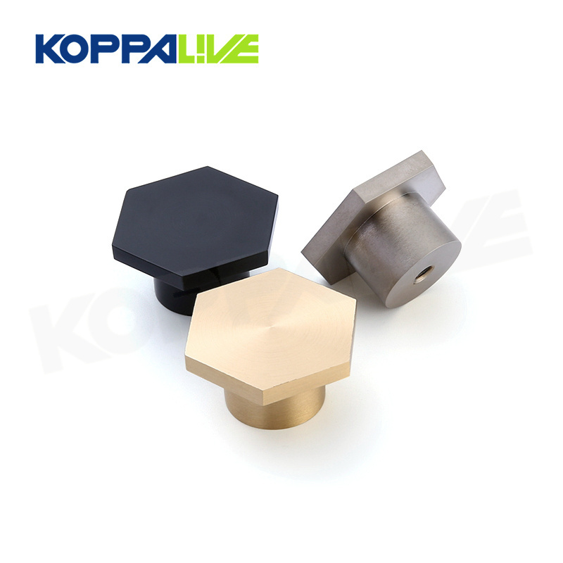 Koppalive modern cabinet knob rose gold and nickel hexagon brushed brass drawer knob