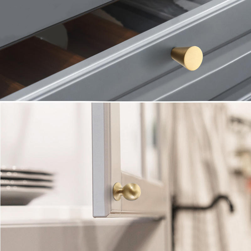 Koppalive Modern Luxury Drawer Wardrobe Solid Satin Brass Gold Pulls Knobs Kitchen Brushed Brass Cabinet Door Handle