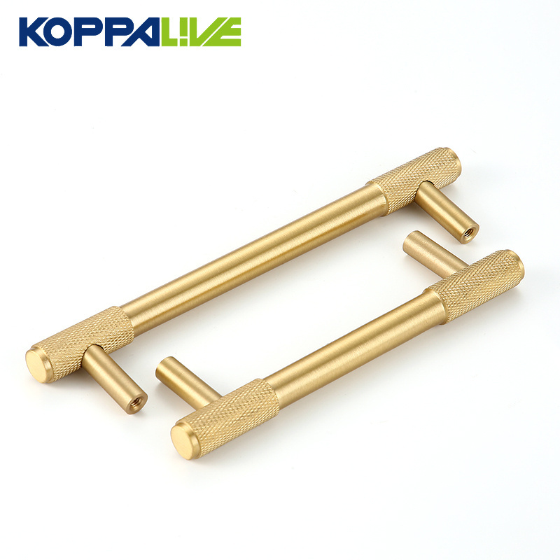 Koppalive Knurling Solid Brass Hardware Furniture Cabinet Door Kitchen Drawer Handle and Knob Wardrobe Pulls