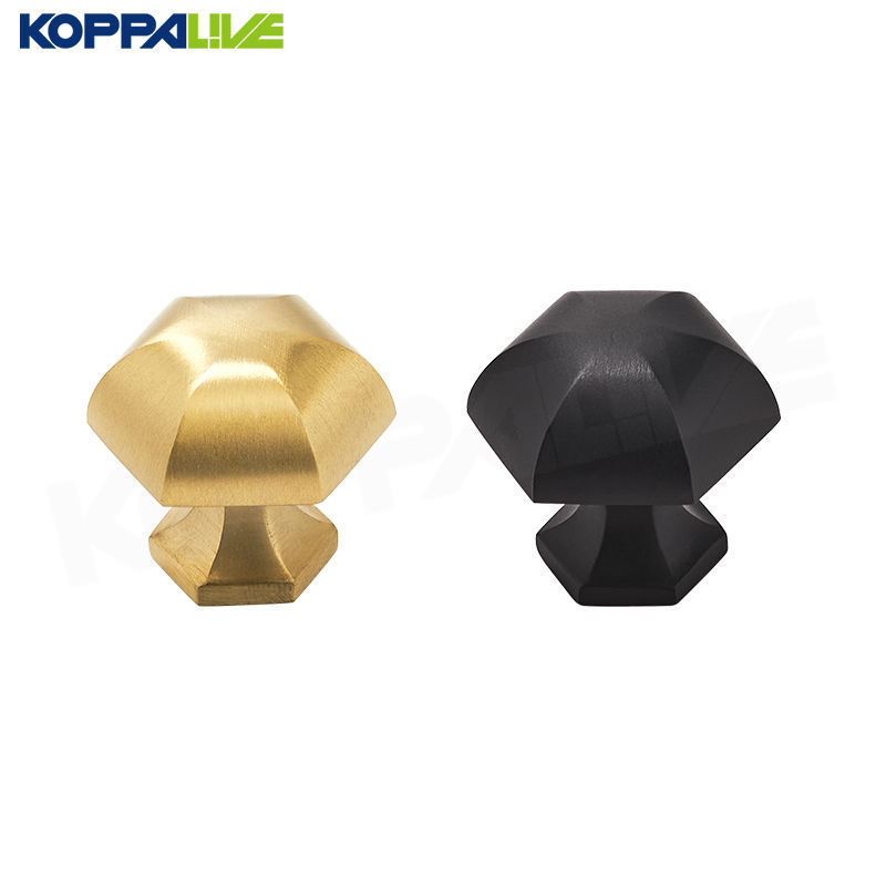 Koppalive geometric gold cabinet drawer handle and knob art deco style brushed brass hexagon cupboard knobs