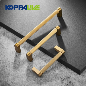 Koppalive Luxury satin gold knurled handle 96mm 15inch brass cupboard door kitchen cabinet long pulls handles