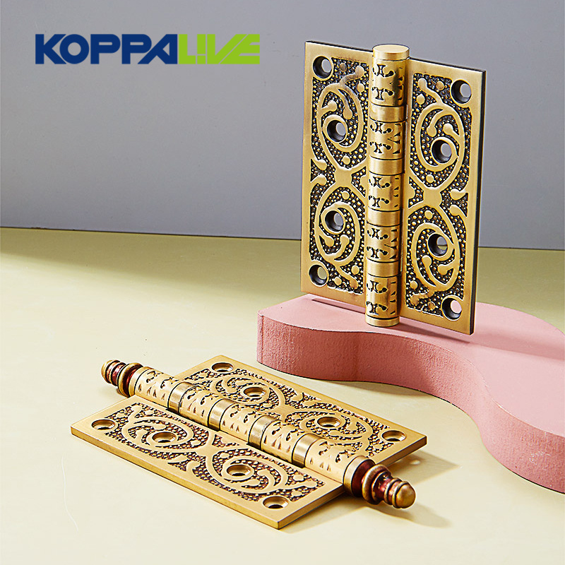 Koppalive European luxury adjustable 4inch 5inch brushed brass ball bearing butt hinge wood door cabinet hinges