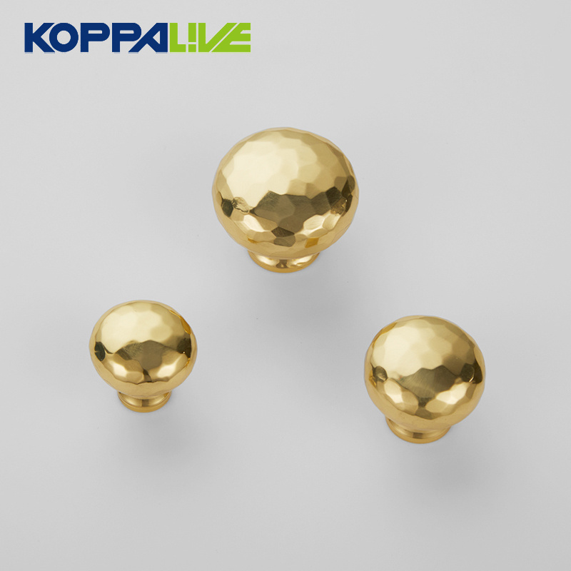 Koppalive Mushroom Round Knob Solid Brass Hardware Gold Hammered Cabinet Knob for Living Room Home Decor