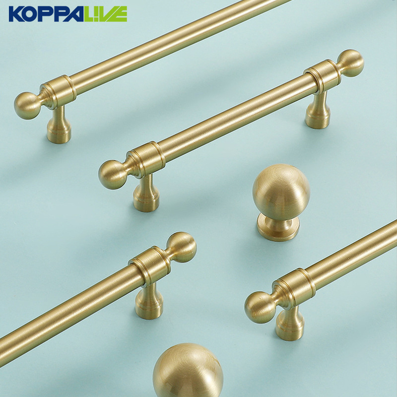 Koppalive Italian French wardrobe handle modern luxury chrome plated round ball drawer cabinet door brass handle