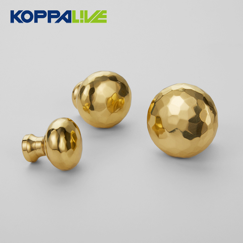 Koppalive Mushroom Round Knob Solid Brass Hardware Gold Hammered Cabinet Knob for Living Room Home Decor