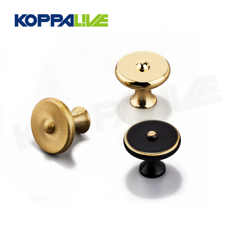 KOPPALIVE Solid Drawer Knobs Furniture Polished Round Brass Knobs for Wood Cabinet Door