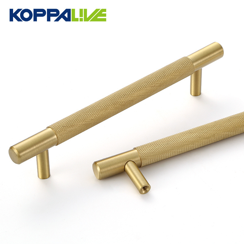 Koppalive Luxury Gold Black Knurl Kitchen Door Handle Silver Brushed Nickel Satin Brass Knurling Cabinet Pulls