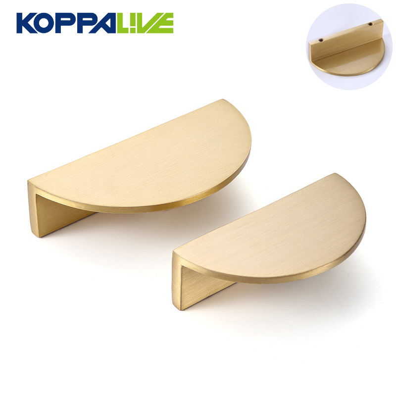 Koppalive Brass Half Moon Handle 150mm Luxury Brushed Gold Drawer Kitchen Cabinet Door Semicircle Handles for Furniture