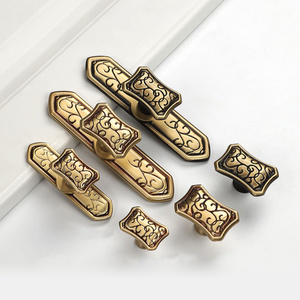 Chinese Style Antique Brass Furniture Handles Dressing Table Drawer Decorative Knobs Vintage Cabinet Hardware