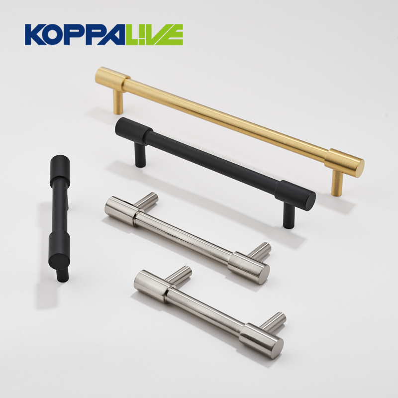 Koppalive Brushed Nickel Brass Furniture Handle 76mm 3 inch European Gold and Matte Black Wardrobe Door Cabinet Pull Handles