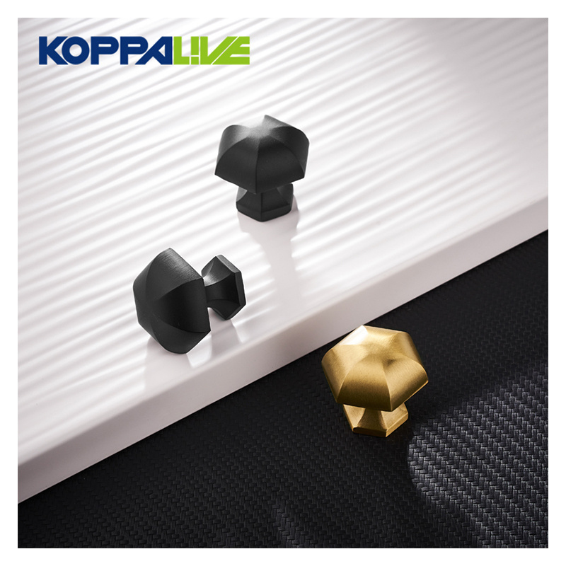 Koppalive geometric gold cabinet drawer handle and knob art deco style brushed brass hexagon cupboard knobs