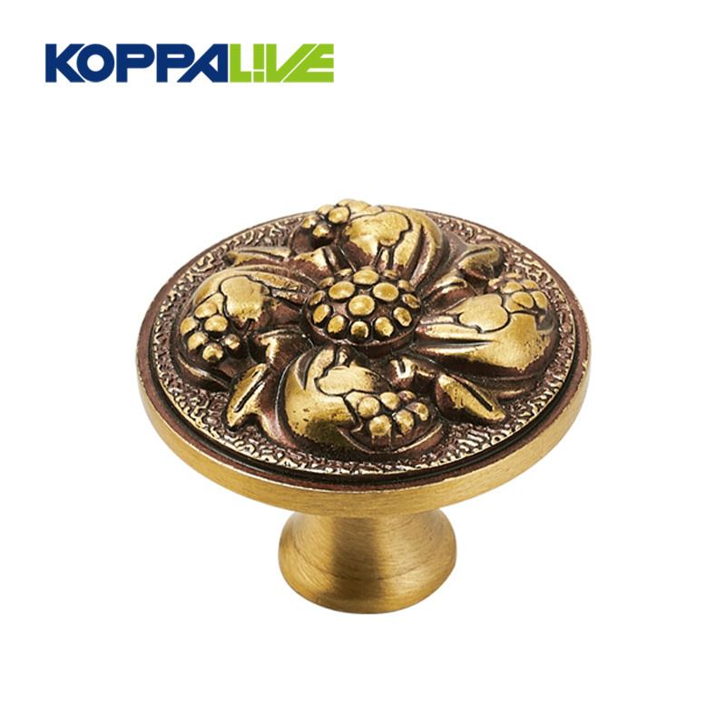 Koppalive Modern Ornate Dresser Knobs and Pulls Large Flower Antique Brass Drawer Door Cabinet Knobs