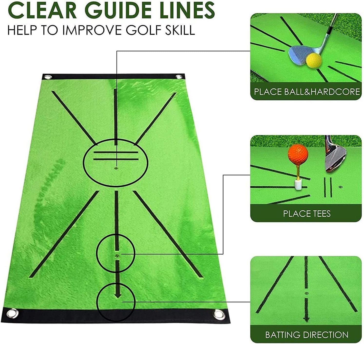 Golf Training Mat Swing Detection Batting Pad Mini Golf Portable Putting Practice Hitting Mat Golf Mats with Non-Slip Backing