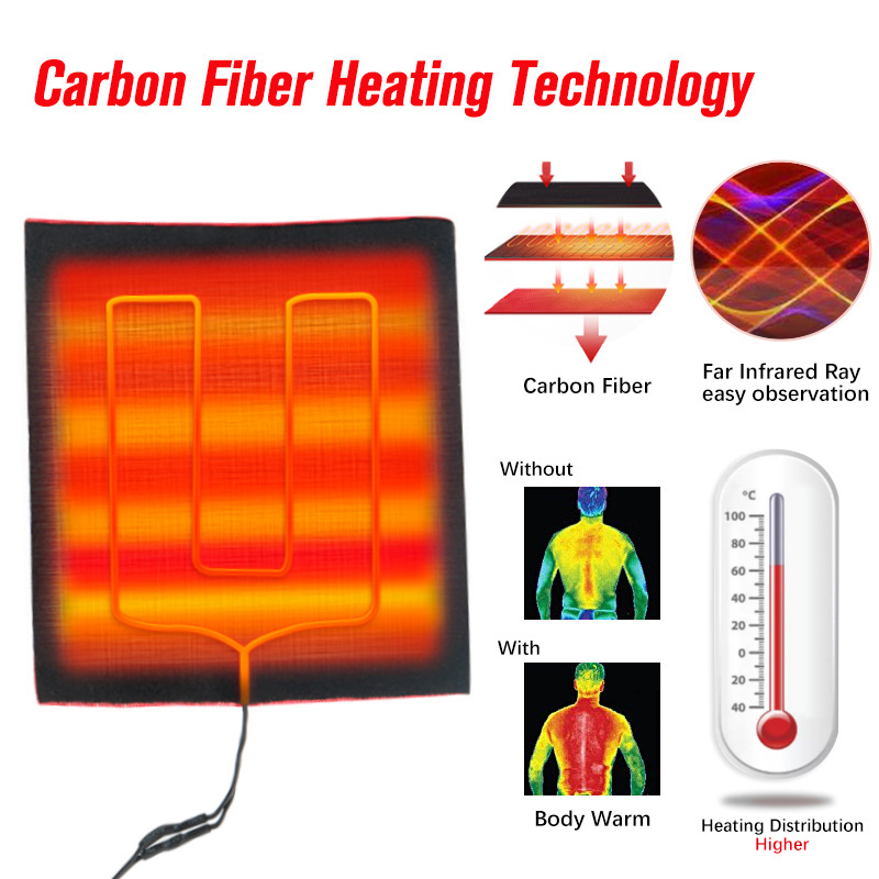 5V usb powered heat packs Reusable Body warmer 3 Level temperature controlled carbon fiber heating pad for heated clothes