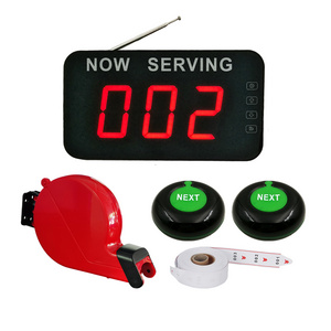 Pager System Wireless Queue Calling System  with 2 Waterproof Call Button and 1 3-Digit Display Receiver and 1 Ticket Dispenser