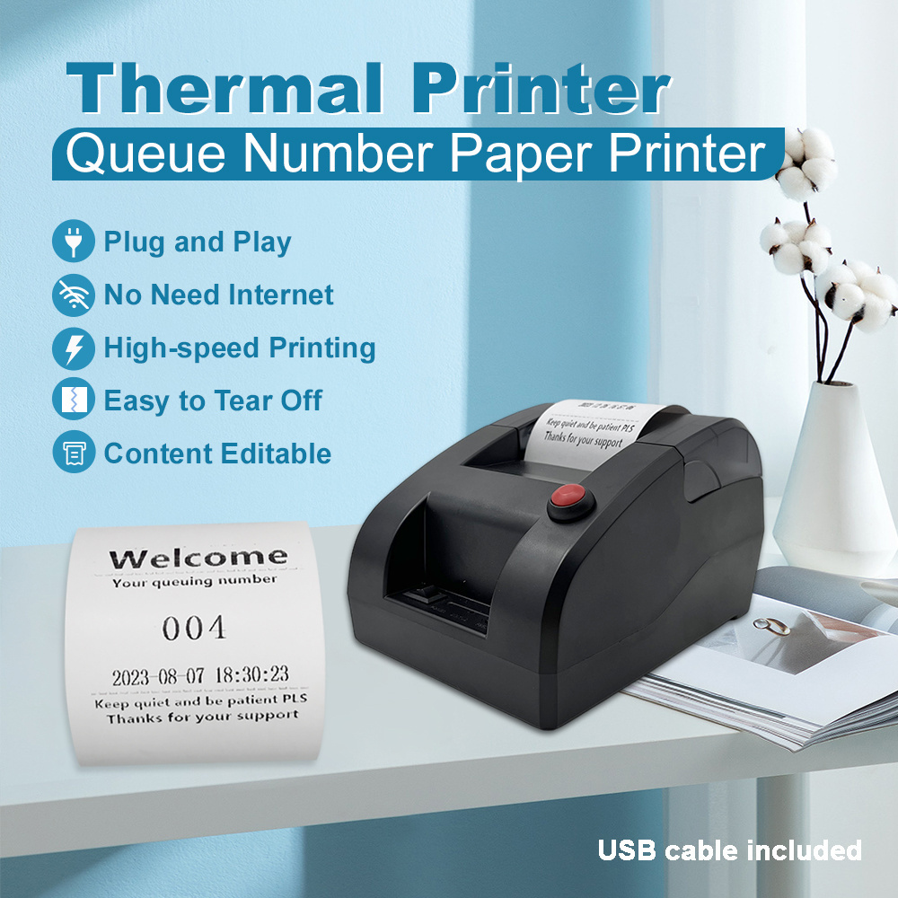 Wireless Thermal Printer Queue Calling System Ticket Dispenser Four Free Ticket Paper