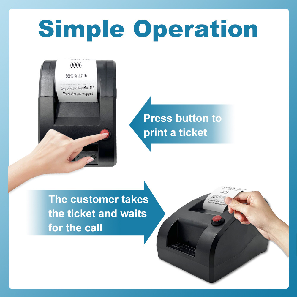 Wireless Thermal Printer Queue Calling System Ticket Dispenser Four Free Ticket Paper