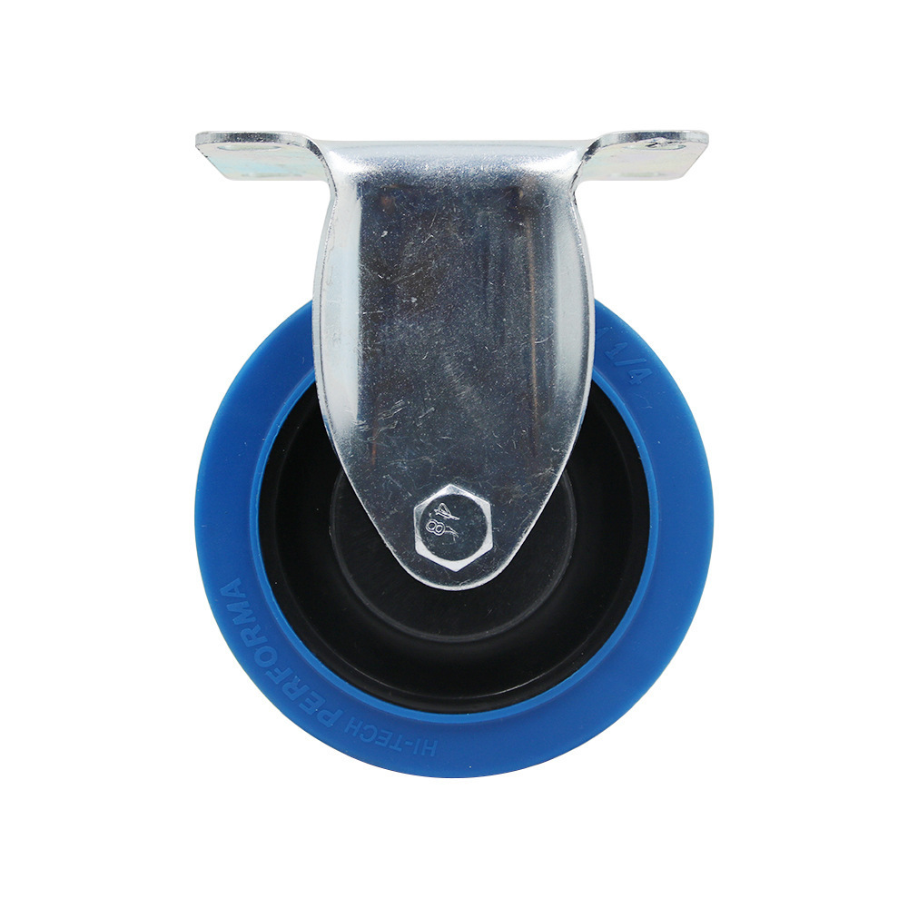 Blue soft elastic Thermoplastic rubber industrial wheel with locks Hand trolley wheel caster Medium duty casters wheel