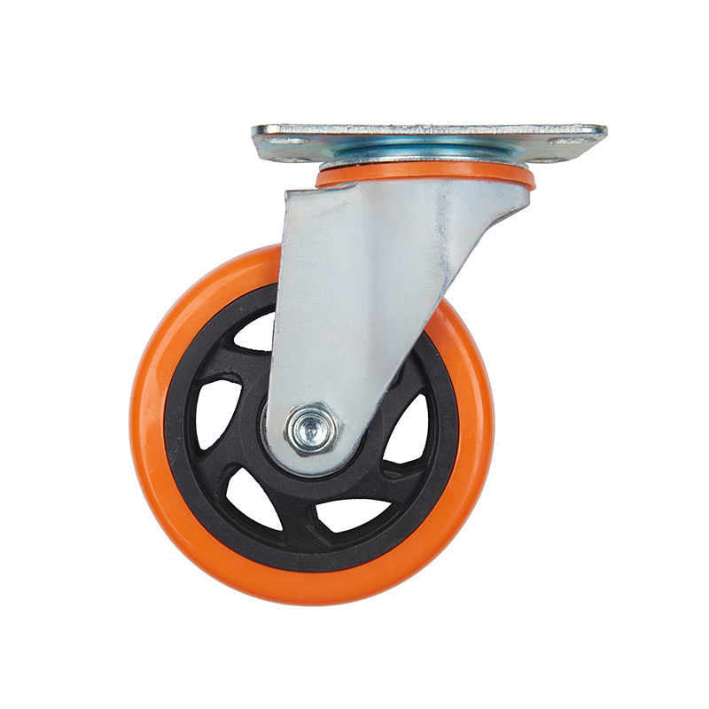 Heavy duty caster industrial castors roller orange pu wheel 4 inch plate caster heavy duty wheel with brake