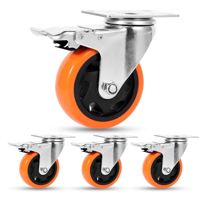 High Quality Light Duty Furniture Use Swivel Pvc Orange Caster Wheels Casters galvanized bracket