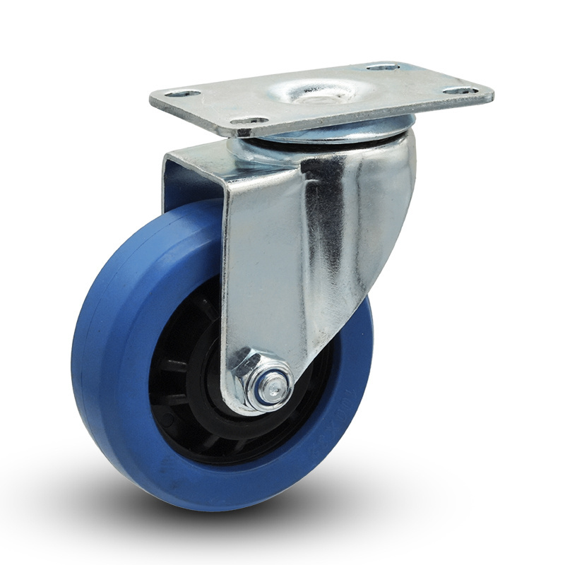 3 Inch Blue Rubber Casters Swivel Cart Castor Heavy Duty Double Ball Bearing Casters