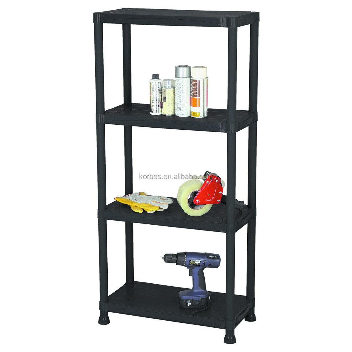 Warehouse Store Home Garage Plastic Shelving  Storage Shelves Rack Plastic Shelf Unit 5 Layer