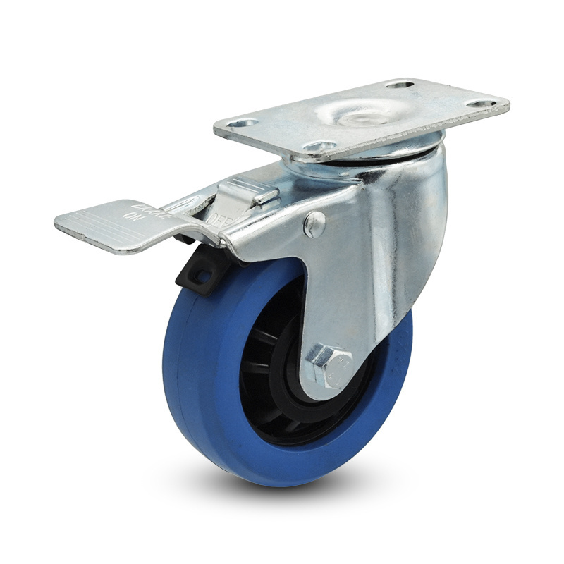 3 Inch Blue Rubber Casters Swivel Cart Castor Heavy Duty Double Ball Bearing Casters