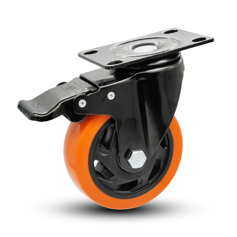 High Quality Light Duty Furniture Use Swivel Pvc Orange Caster Wheels Casters galvanized bracket