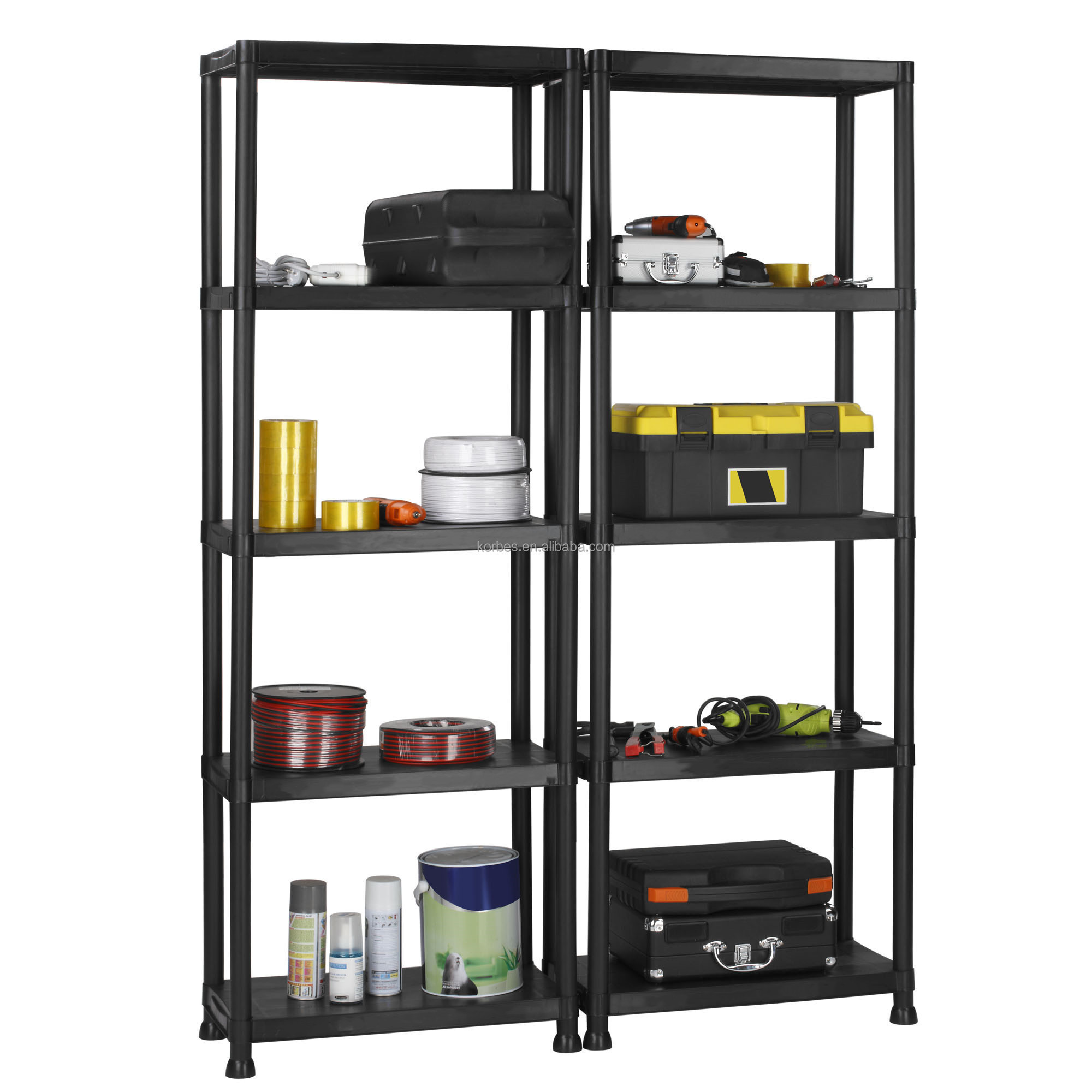 Warehouse Store Home Garage Plastic Shelving  Storage Shelves Rack Plastic Shelf Unit 5 Layer