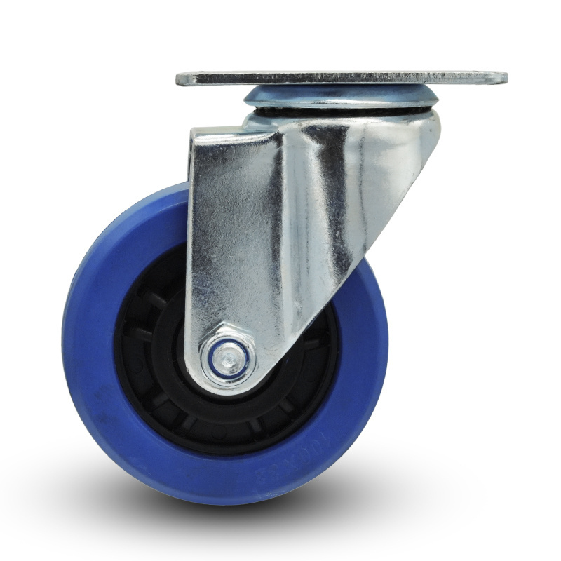 3 Inch Blue Rubber Casters Swivel Cart Castor Heavy Duty Double Ball Bearing Casters