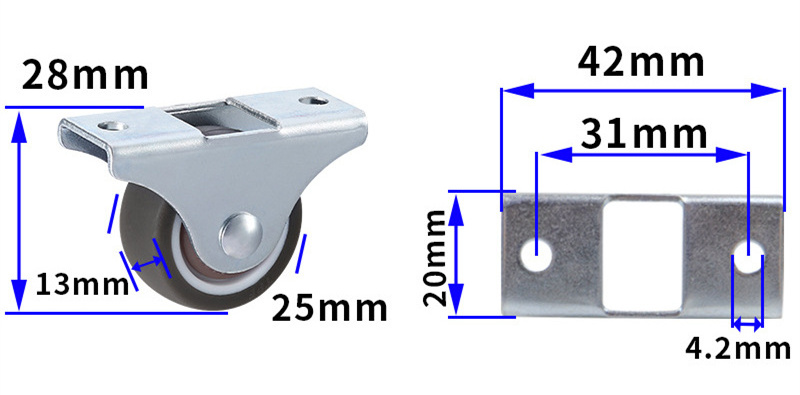 Furniture Cart Caster Track Roller Wheel Rigid Drawer Slide Wheel