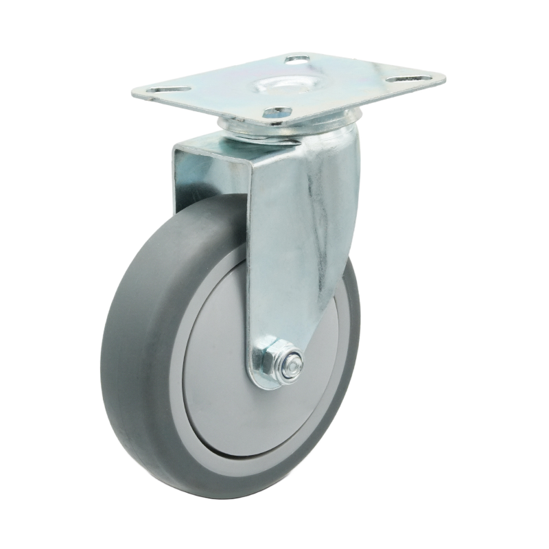 5 Inch Plate Stem TPR Caster Wheel for Carts Trolley With Brakes Top Locking Medium Duty Caster