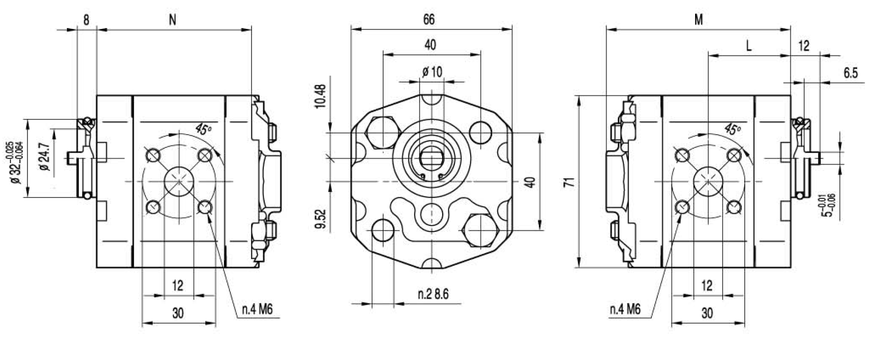 Small hydraulic gear pump KAP1Q4 for power unit and hydraulic system